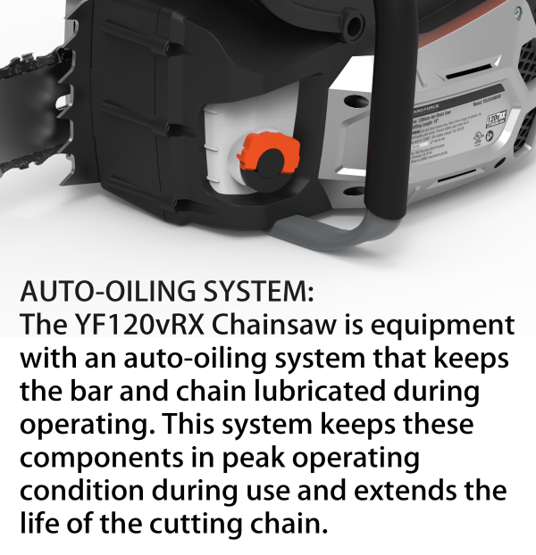 YF120vRX 120v Lithium-Ion 18” Chainsaw - Image 6